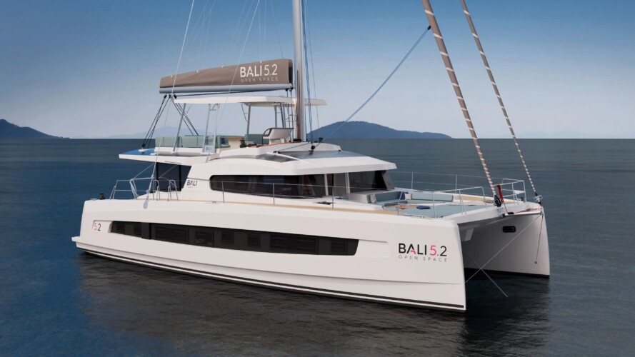 Sleek catamaran on calm waters